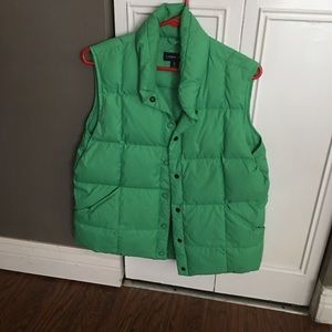 Bright green down puffer vest